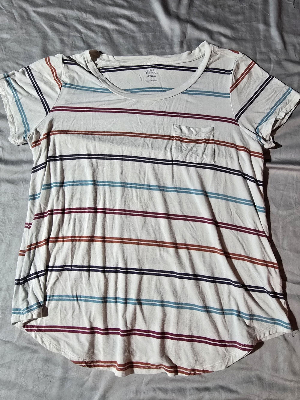 Market & Spruce Striped Short Sleeve Pocket Tee Shirt Size 1X